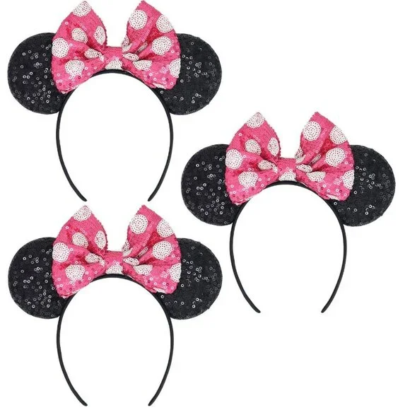Minnie Mouse Ears Headbands Sequin Bows Costume Accessories for Women