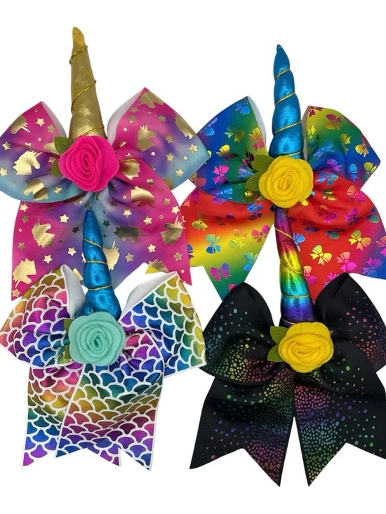 4handmade large unicorn hair bows for girls