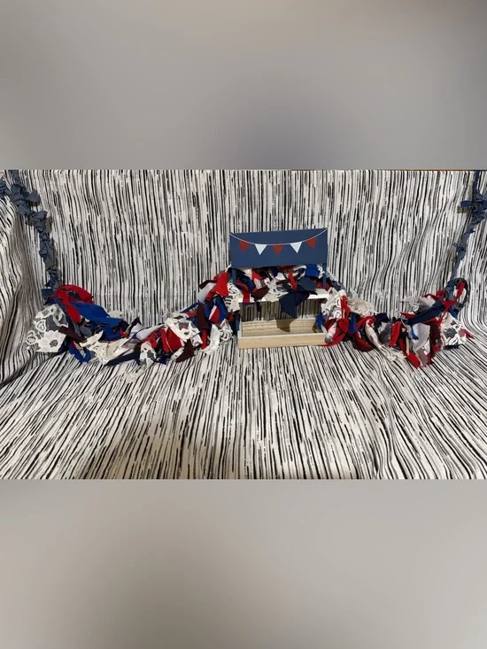 Red, White, & Blue Handmade Fabric Garland & 3 More Pieces of Matching Decor