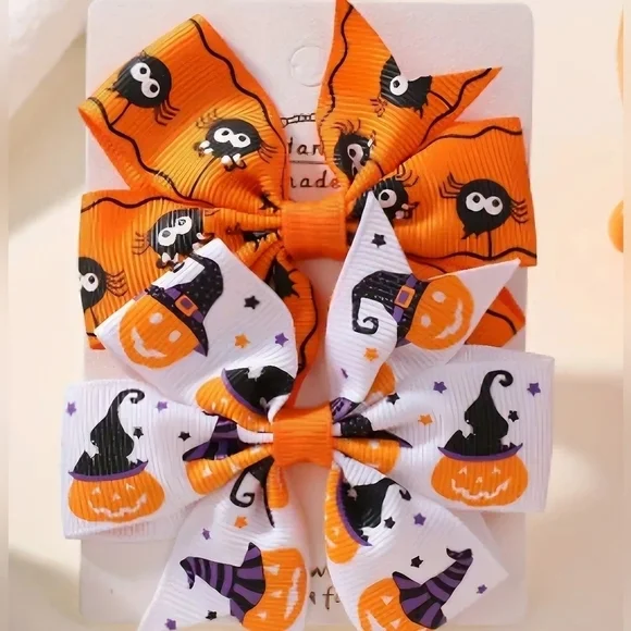 New!  Halloween Hair Bow Clips