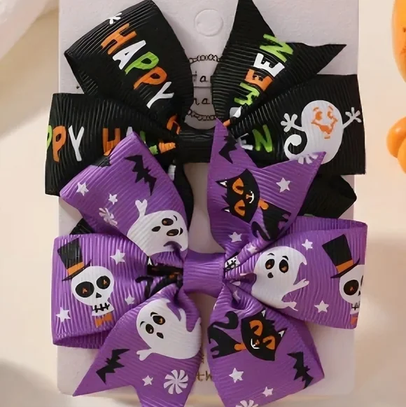 New!  Halloween Hair Bow Clips