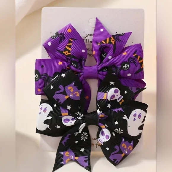 New!  Halloween Hair Bow Clips