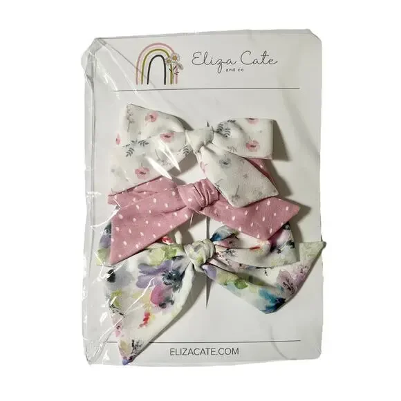 NEW Eliza Cate And Co Floral Hair Bow Set