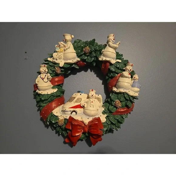 Christmas Snowman Medic EMS Rescue Wreaths Light & Sound