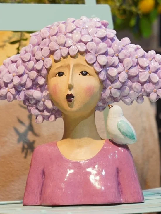 Dilicoming Modern Art Floral Head Statue Garden Bust
