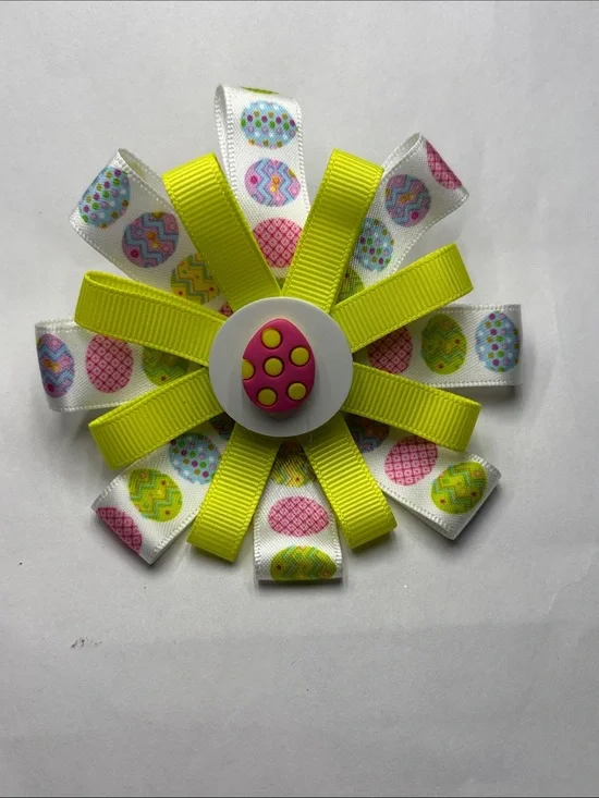 Easter Egg Yellow Ribbon Hair Bow