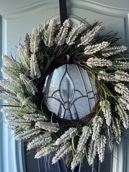 White Lavender Grapevine Holiday Wreath - Unbranded