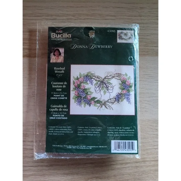 Donna Dewberry Rosebud Wreath Counted Cross Stitch Kit by Bucilla | 7