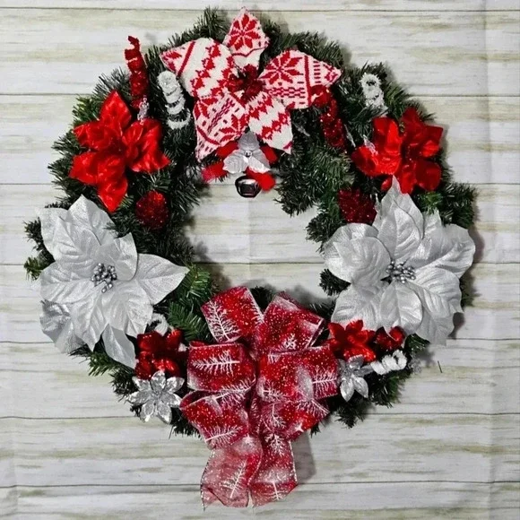 Homemade Hanging Christmas wreath with lights