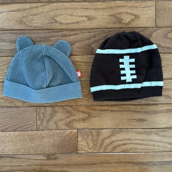 🤎🩶 ZUTANO & CHILDREN'S PLACE Baby Hat gray football 6 months hat EUC