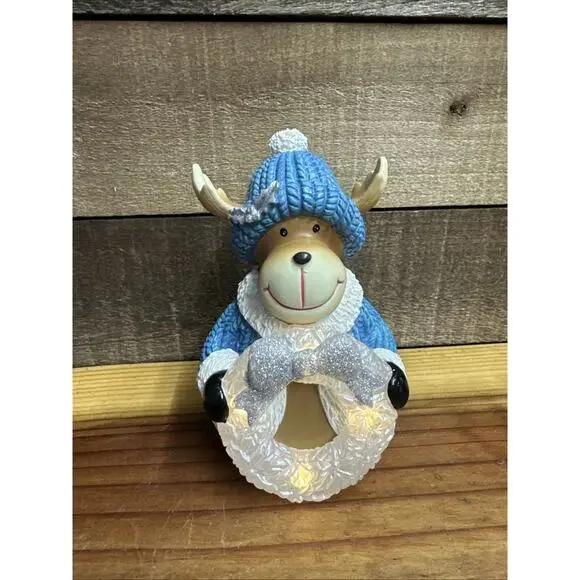 Marcel the Moose with Lit wreath LED Lights 6