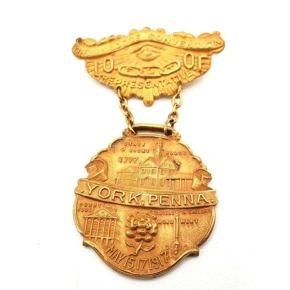 Vintage IOOF Odd Fellows Badge Pin Grand Lodge Convention Representative York PA
