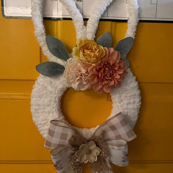 Floral Bunny Wreath with Bow