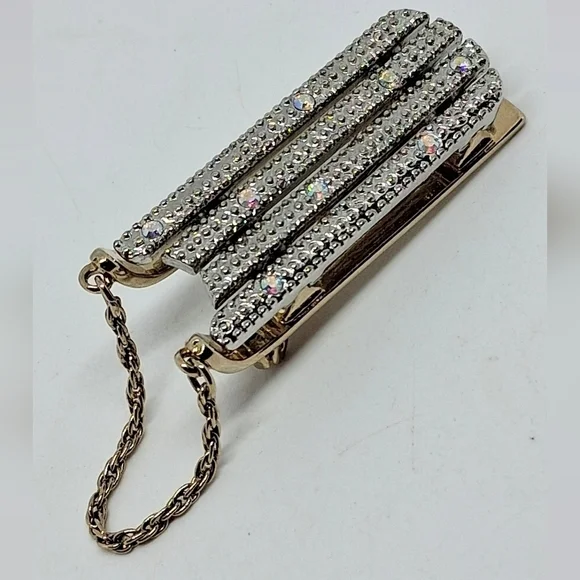 * Vintage Lady Remington Winter Sled Pin Brooch