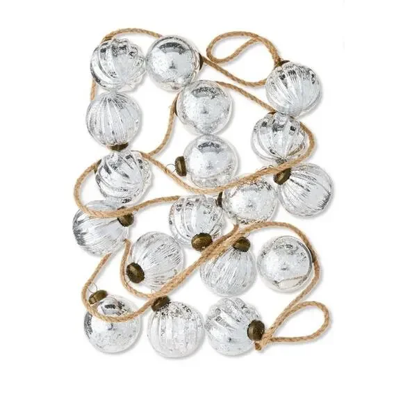 My Texas House Silver Shatterproof Ornament Christmas Garland 72”Mercury Glass
