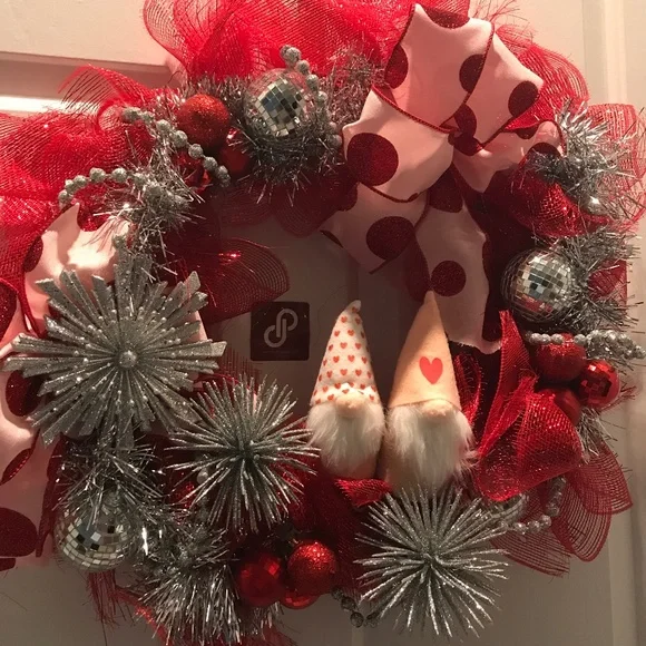 Gnomes Wreath Valentines Day LIGHTS UP JUST ADD SOME FAIRY LIGHTS 19x6x19 Inches