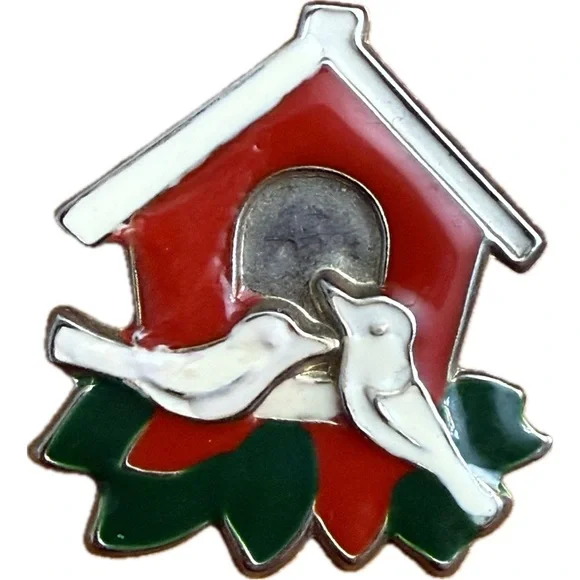 Festive Birdhouse Holiday‎ Pin