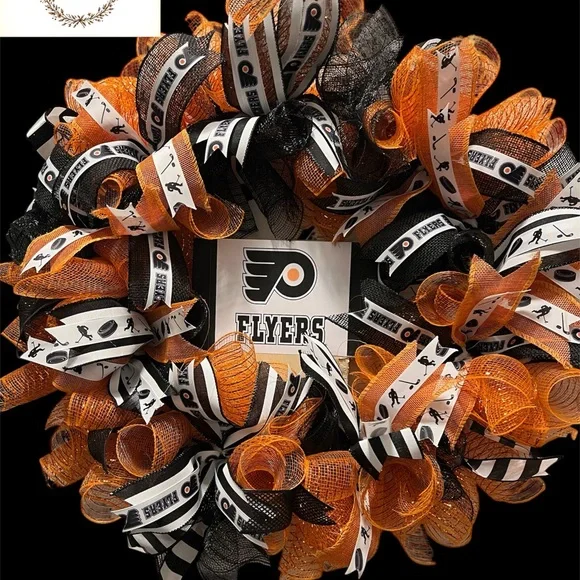 Flyers Themed Orange and Black Wreath