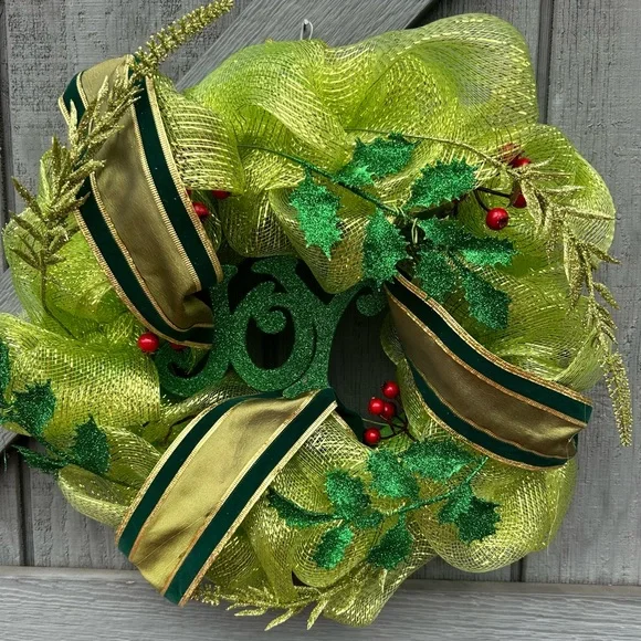 Handcrafted Styrofoam Wreath “JOY”