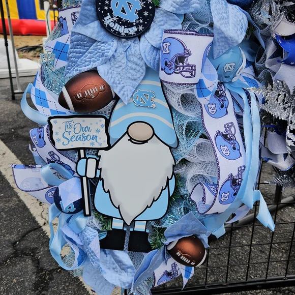 Festive Blue and White Holiday Wreath