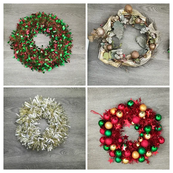 Festive Holiday Wreath Set - Red, Green, Gold, Silver ALL FOR. *** 1 PRICE***