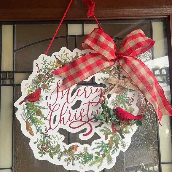 Wood Christmas Bird Wreath