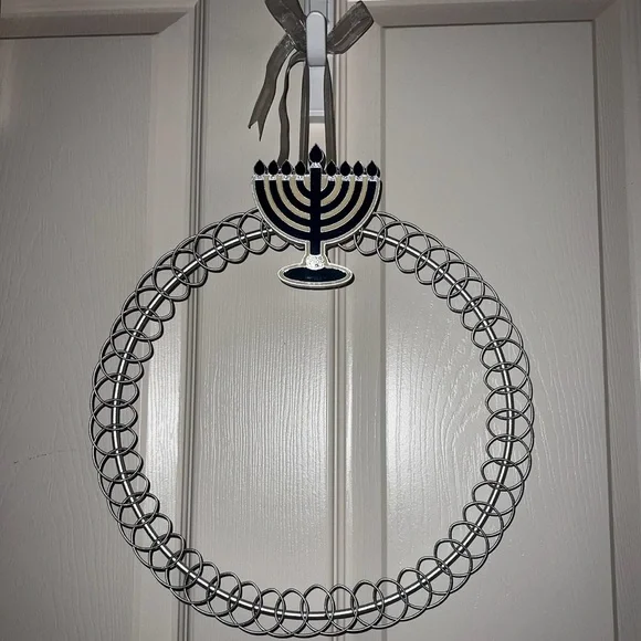 Silver and Blue Menorah Wall Decor-Perfect for Hanukkah-New-Metal