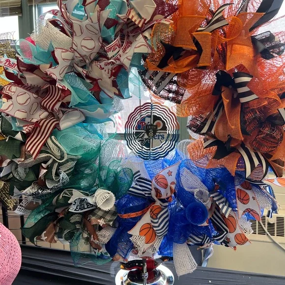 Colorful Sports-Themed Wreath
