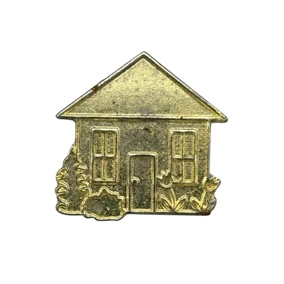 Vintage Gold Tone House Brooch Pin
