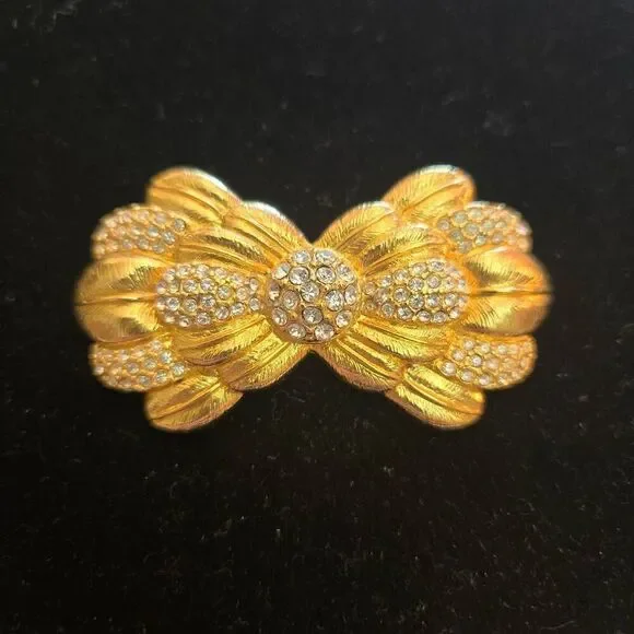 Swarovski Susan Caplan Gold Crystal Bow Pin Brooch