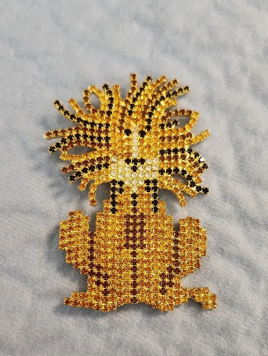 Vintage Pave Set Rhinestone Friendly Lion Style Brooch