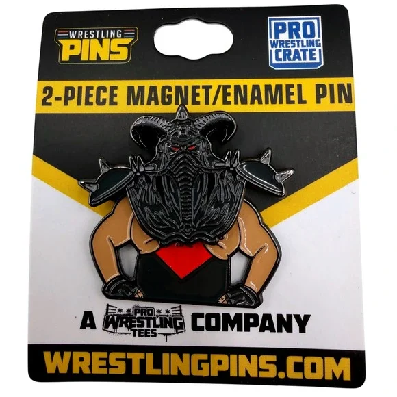 Vader Pro Wrestling Crate 2-Piece Magnet Enamel Pin Mask Set WrestlingPins NEW