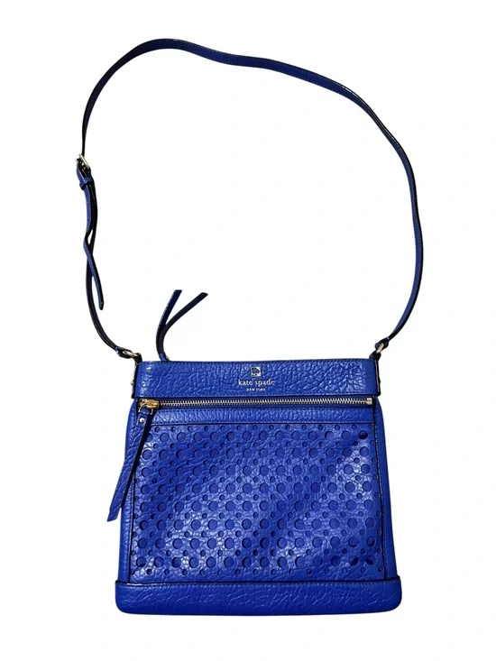 kate spade Cobalt Blue Perri Lane Bubbles Leather Crossbody with COA