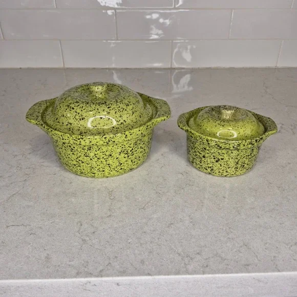 Cerutil Casserole Dish Speckled Stoneware Set Of 2 Green