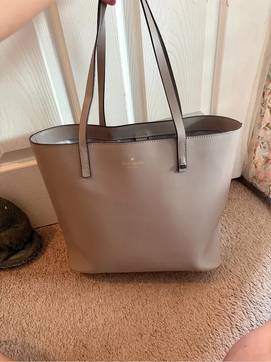 kate spade Taupe Leather Tote in Neutral Taupe