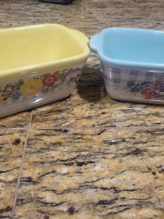 Pioneer Woman Set of 2 Mini Floral Stoneware Baking Dishes