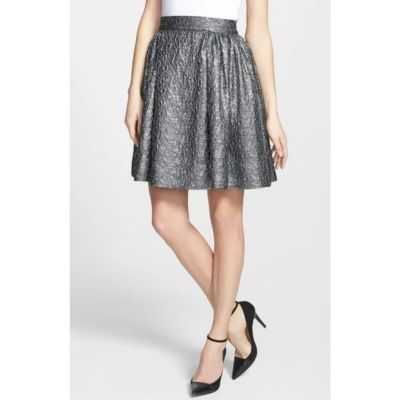 Kate Spade Aimee Metallic Textured Pleat Skirt