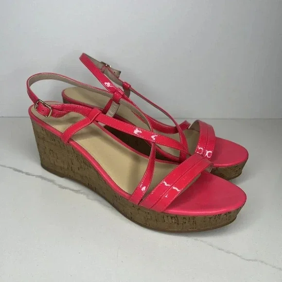 Kate Spade Hot Pink Wedge Platform Sandal Heels Sz 11 Cocktail Comfy