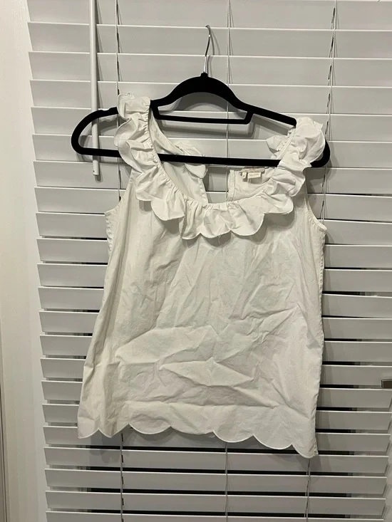 kate spade White Ruffle Scoop Neck Sleeveless Top