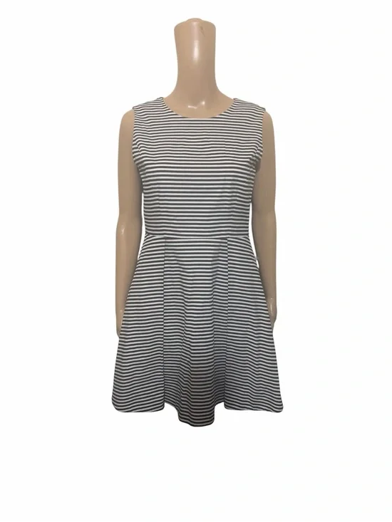 Kate Spade Black White Striped Fit & Flare Skater Dress Sleeveless Chic