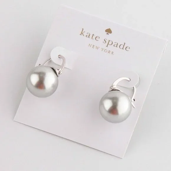 KATE SPADE Shine On Pearl Drop Earrings in Silver evening wear formal NWT 👀