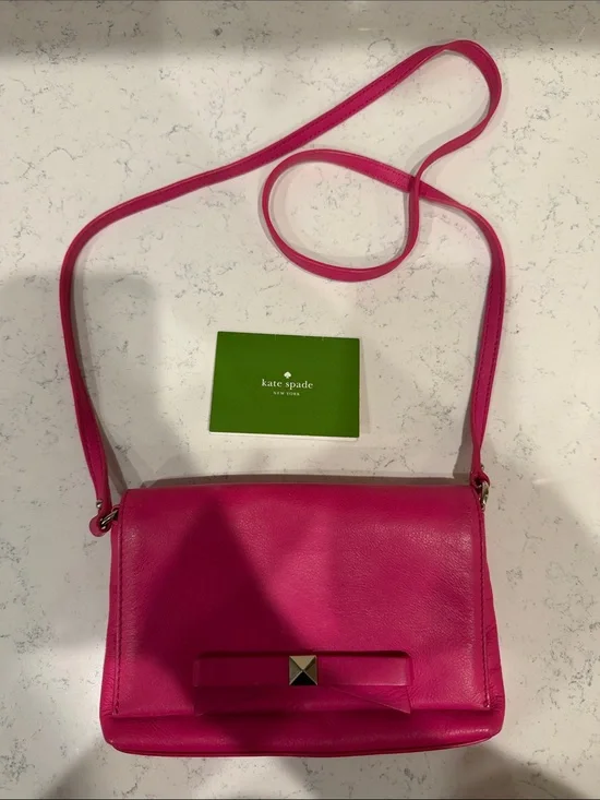 kate spade Barbie Pink Leather Crossbody with Girly Chic Bow Detail