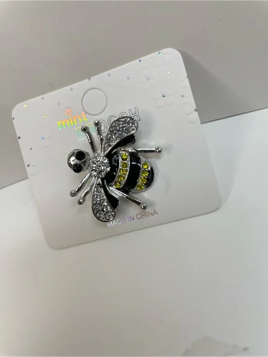 Bee Brooch in Silver, Black and Yellow NWT