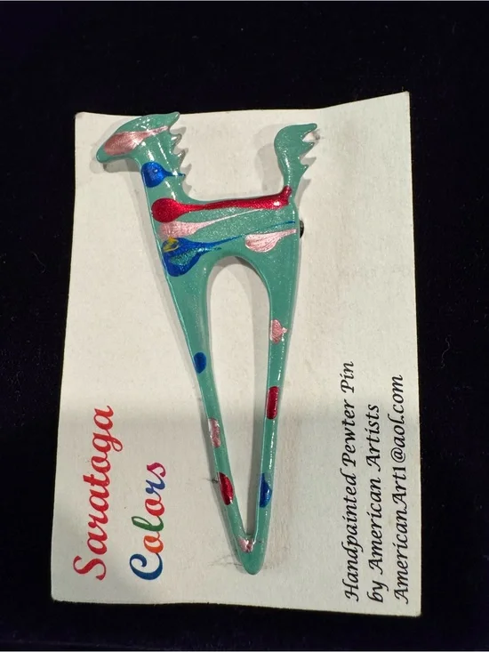 Artisan Turquoise Enamel Brooch with Multicolor Accents