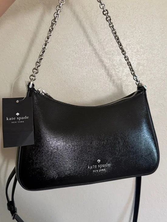 kate spade Black Patent Shoulder Bag with Chain Strap