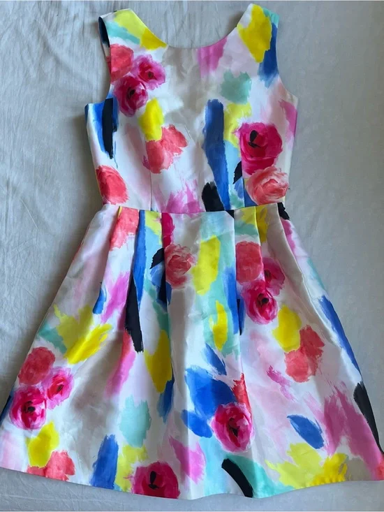 multi-colored floral print dress