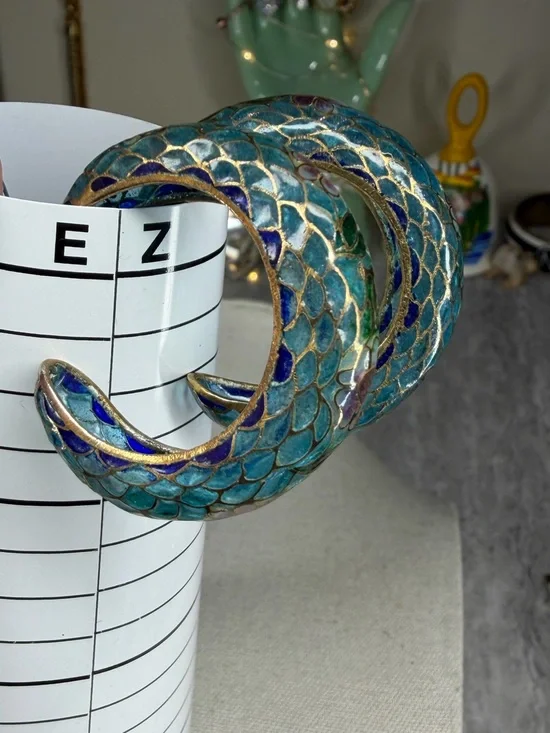 Plique A Jour Cloisonné Hoop Earrings Stained Glass Jewelry Glass Vintage Rare