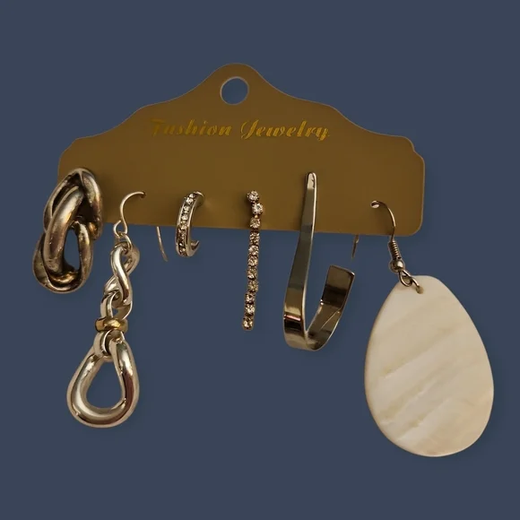 Vintage Six Single Mixed Metal Shell Earrings Set
