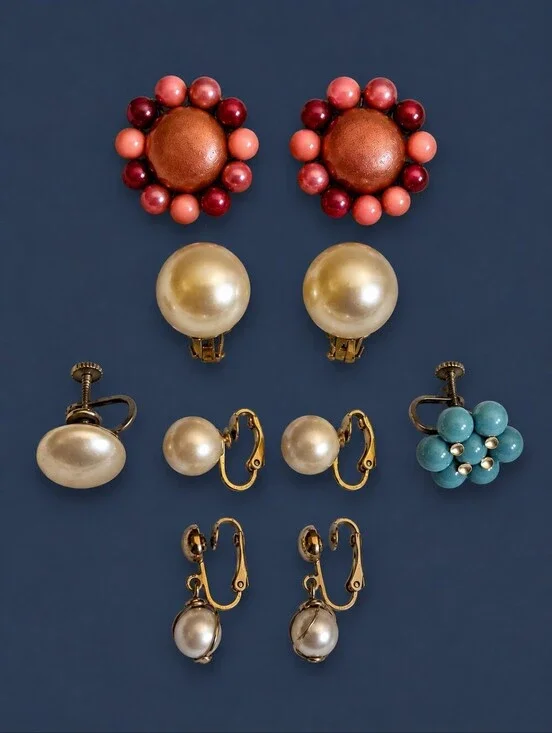 Vintage Lot of Faux Pearl Clip-on Earrings