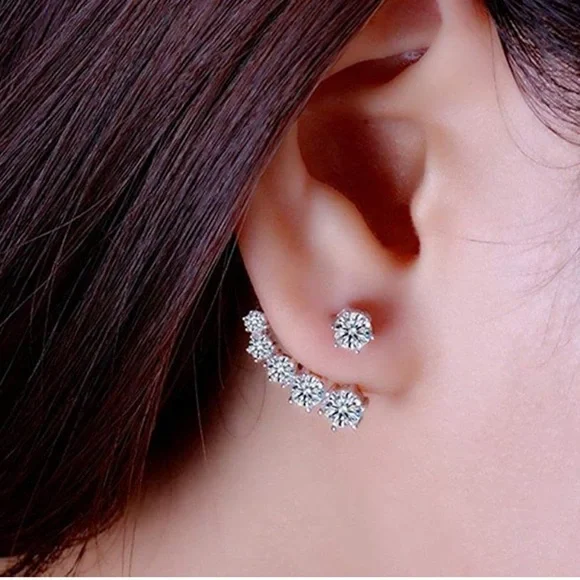 925 Sterling Silver Crystal Climber Earrings